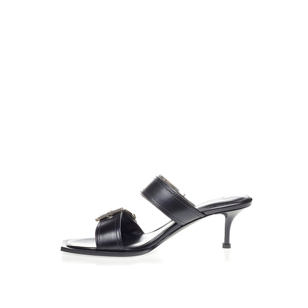 Alexander McQueen Sandale Negre din Piele cu Toc Stiletto