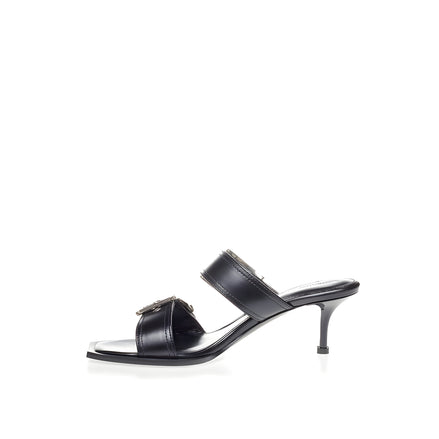 Alexander McQueen Sandale Negre din Piele cu Toc Stiletto