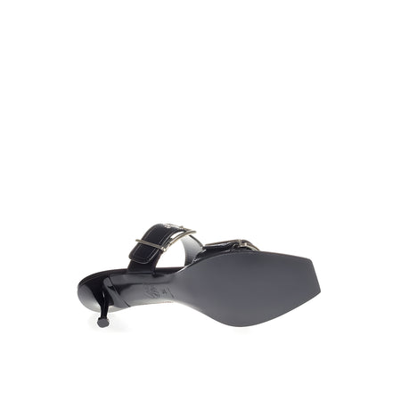 Alexander McQueen Sandale Negre din Piele cu Toc Stiletto