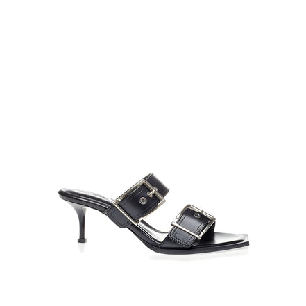 Alexander McQueen Sandale Negre din Piele cu Toc Stiletto