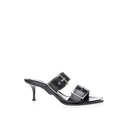 Alexander McQueen Sandale Negre din Piele cu Toc Stiletto