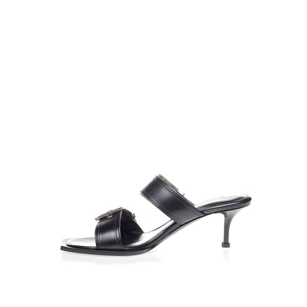 Alexander McQueen Sandale Negre din Piele cu Toc Stiletto