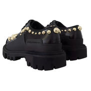 Dolce & Gabbana Black Leather Trekking Derby Shoes