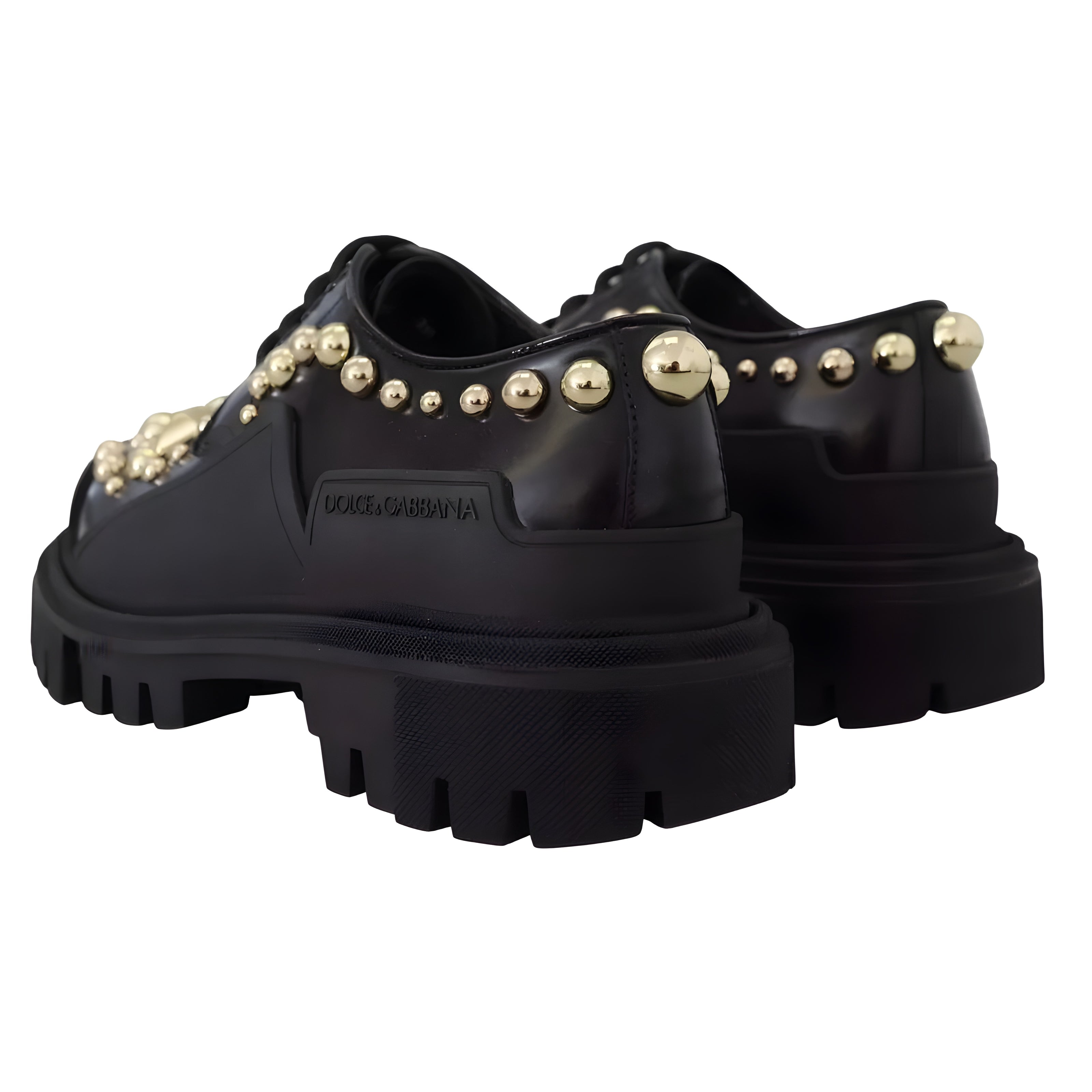 Dolce & Gabbana Black Leather Trekking Derby Shoes