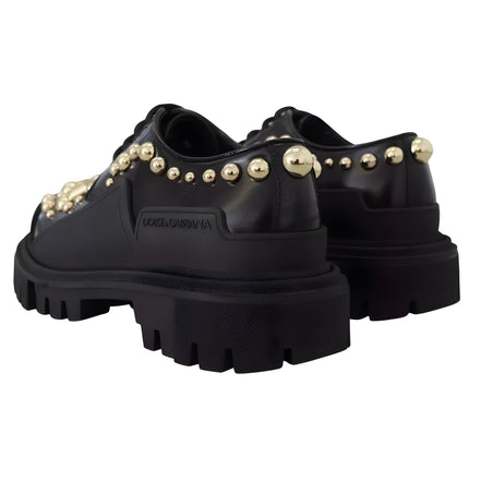 Dolce & Gabbana Black Leather Trekking Derby Shoes