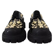 Dolce & Gabbana Black Leather Trekking Derby Shoes
