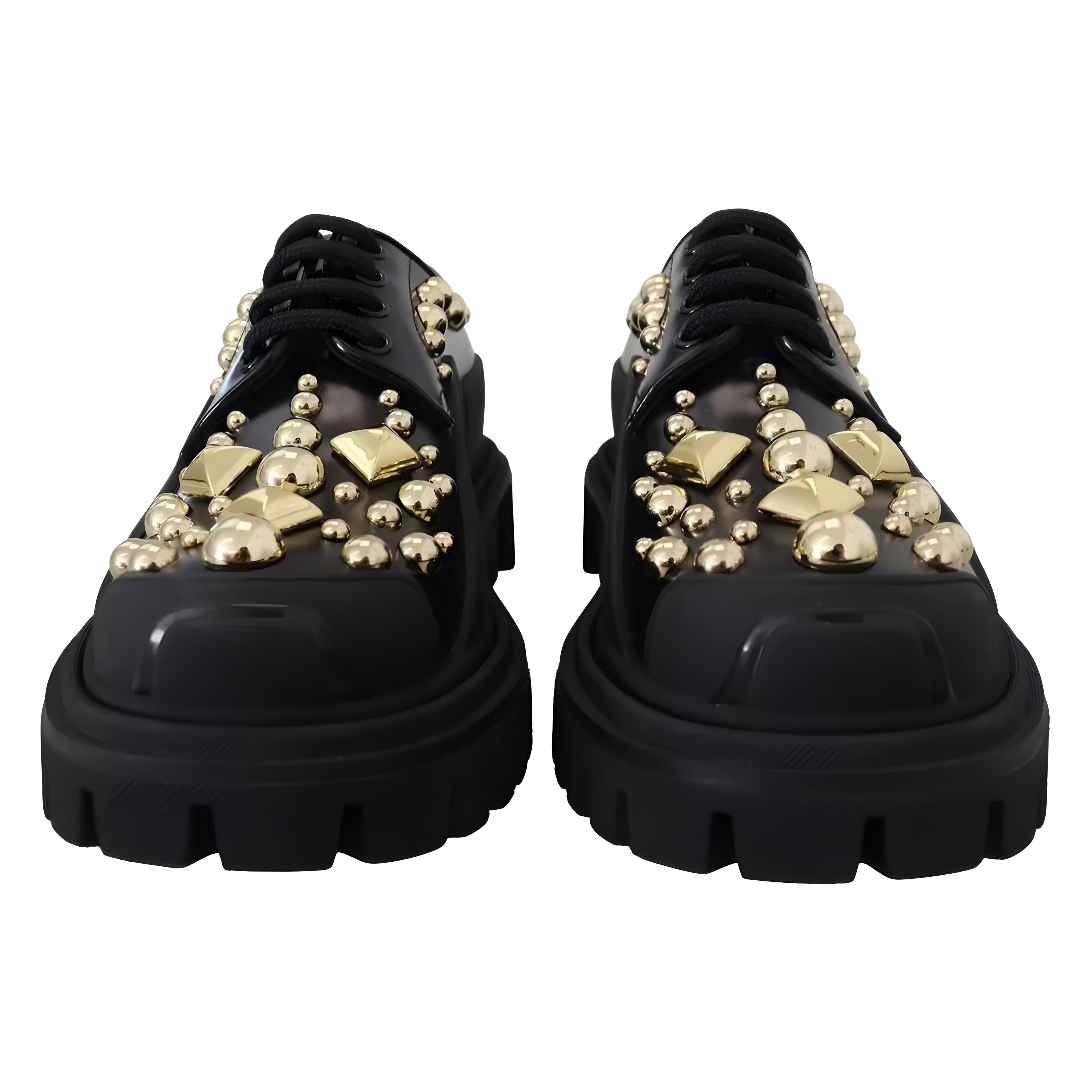 Dolce & Gabbana Black Leather Trekking Derby Shoes