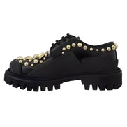 Dolce & Gabbana Black Leather Trekking Derby Shoes