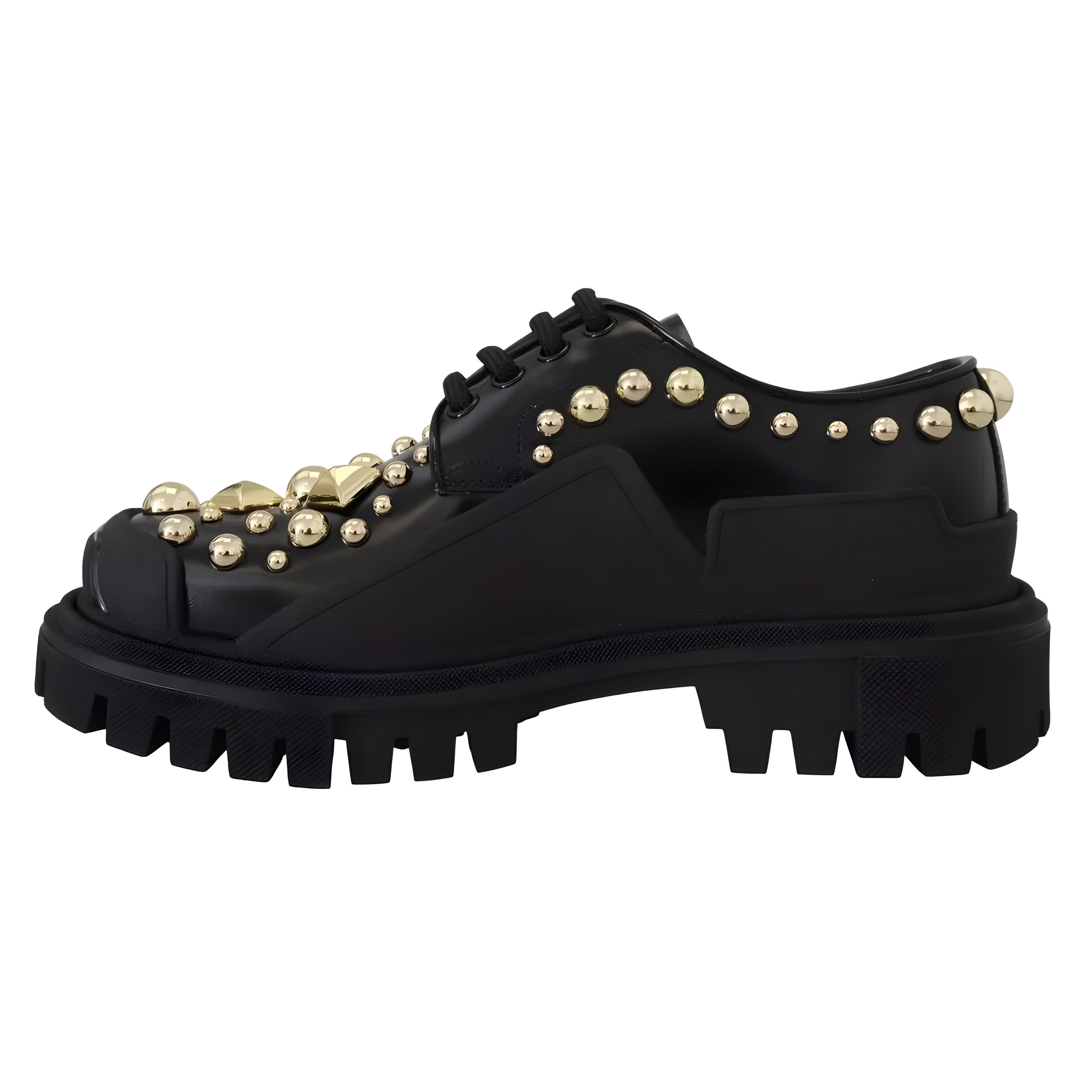 Dolce & Gabbana Black Leather Trekking Derby Shoes