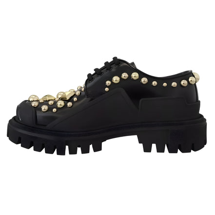 Dolce & Gabbana Black Leather Trekking Derby Shoes
