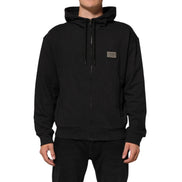 Dolce & Gabbana Black Full-Zip Logo Hooded Sweatshirt