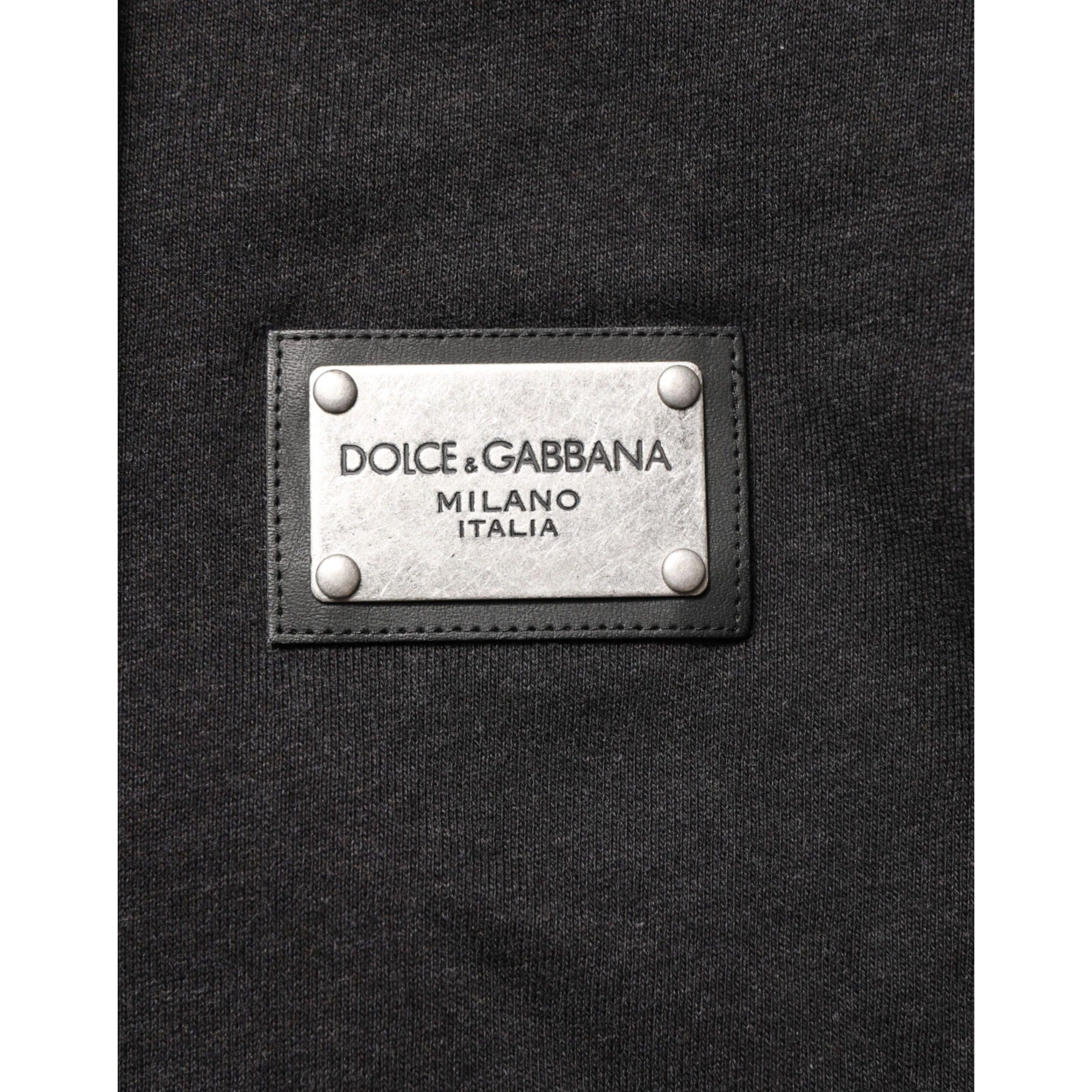 Dolce & Gabbana Black Full-Zip Logo Hooded Sweatshirt