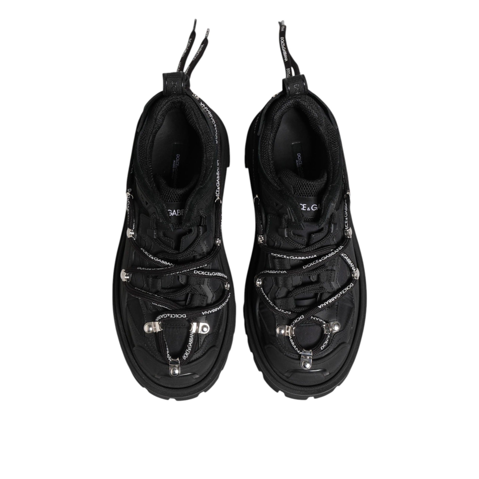Dolce & Gabbana Black Low Top Lace Up Trekking Sneakers