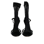 Sandale cu toc stiletto din plasă negre Dolce & Gabbana