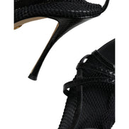 Sandale cu toc stiletto din plasă negre Dolce & Gabbana