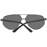 Black aviator sunglasses with dark lenses, metal frame, and G logo on arms