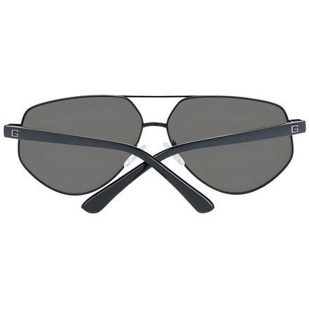 Black aviator sunglasses with dark lenses, metal frame, and G logo on arms