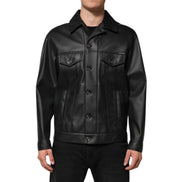 Jachetă biker Dolce & Gabbana neagră cu nasturi
