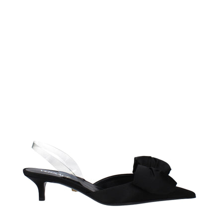 Sandale plate Versace negre din satin