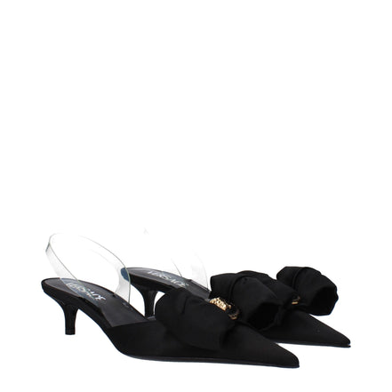 Sandale plate Versace negre din satin