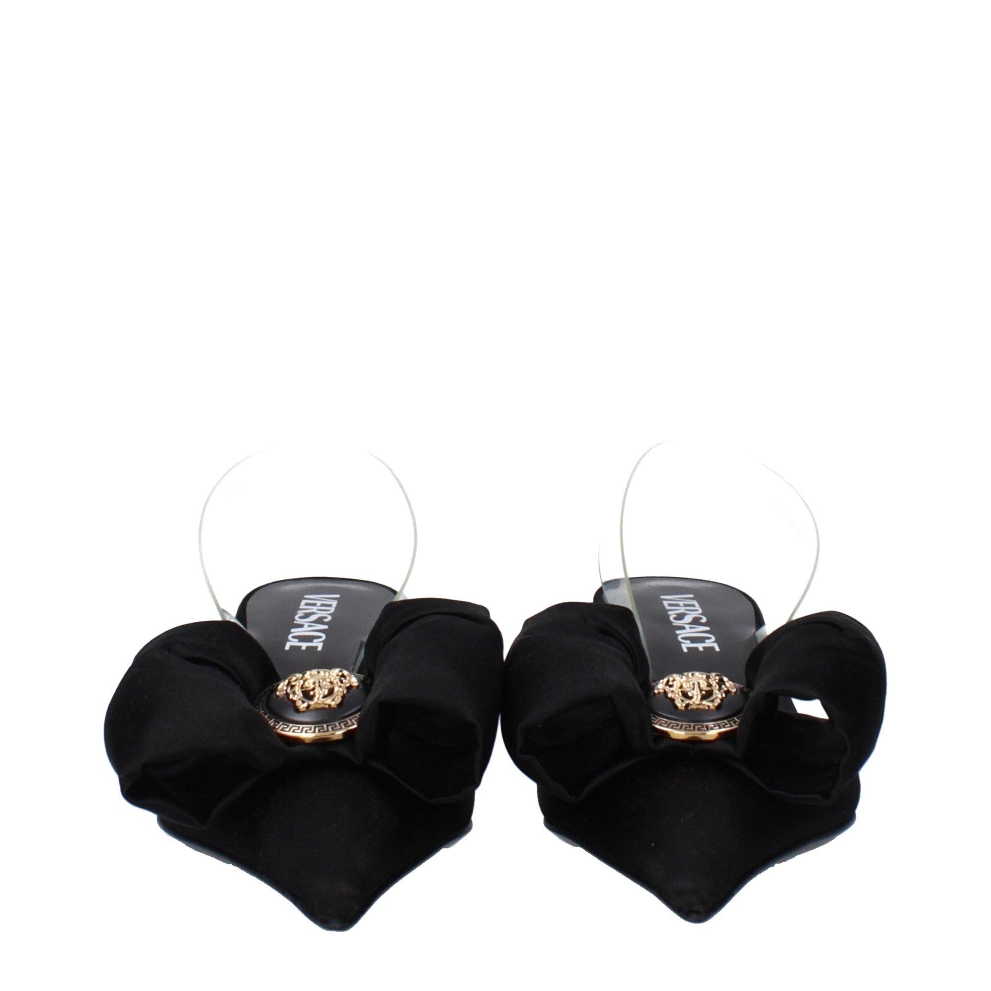 Sandale plate Versace negre din satin