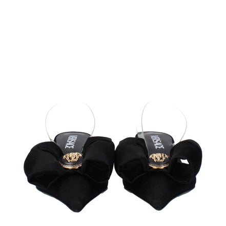 Sandale plate Versace negre din satin