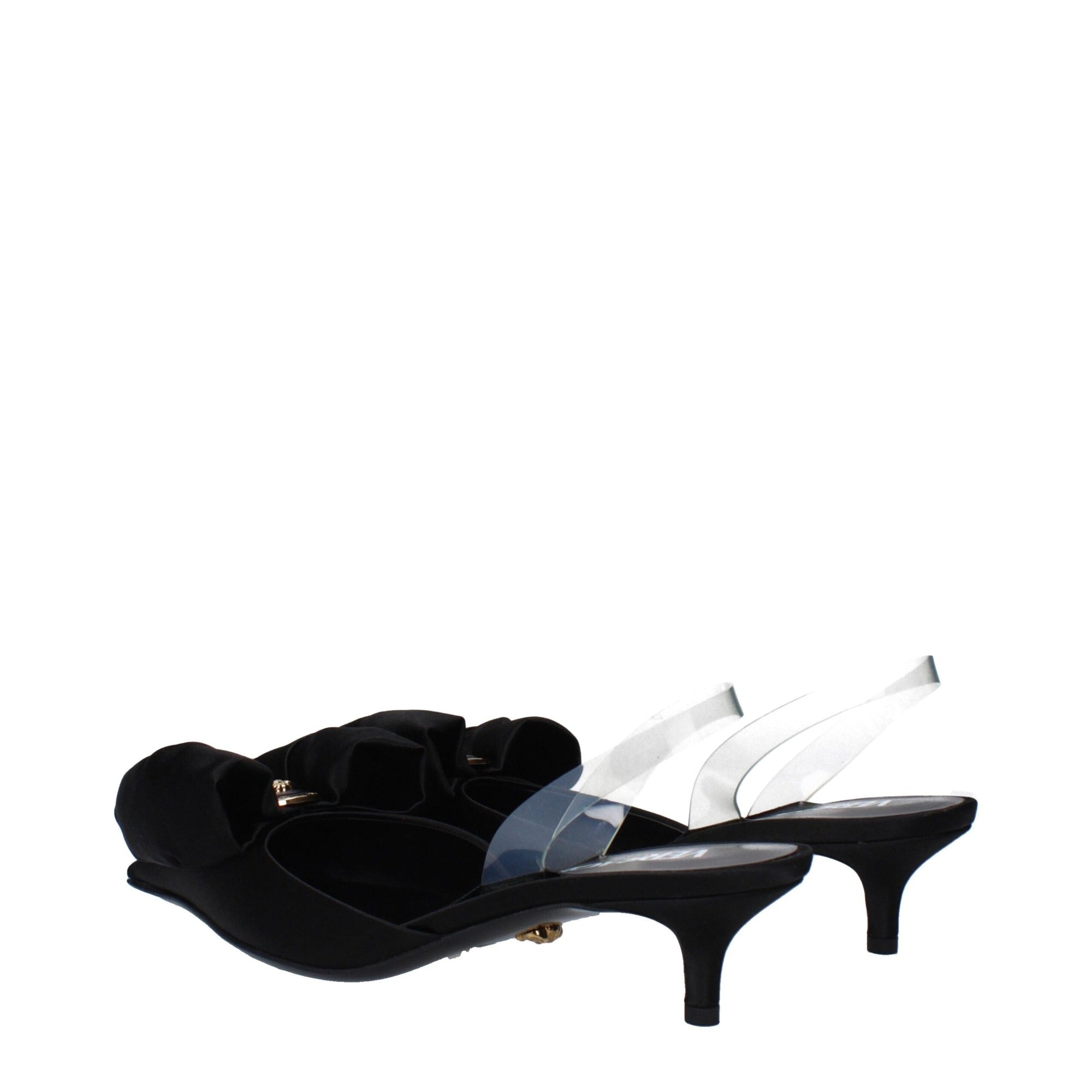 Sandale plate Versace negre din satin