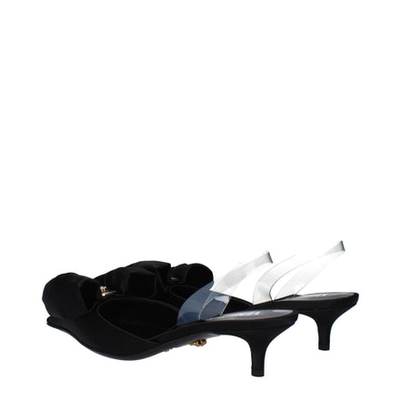 Sandale plate Versace negre din satin