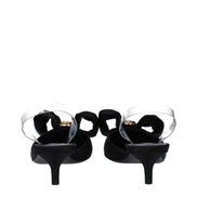 Sandale plate Versace negre din satin