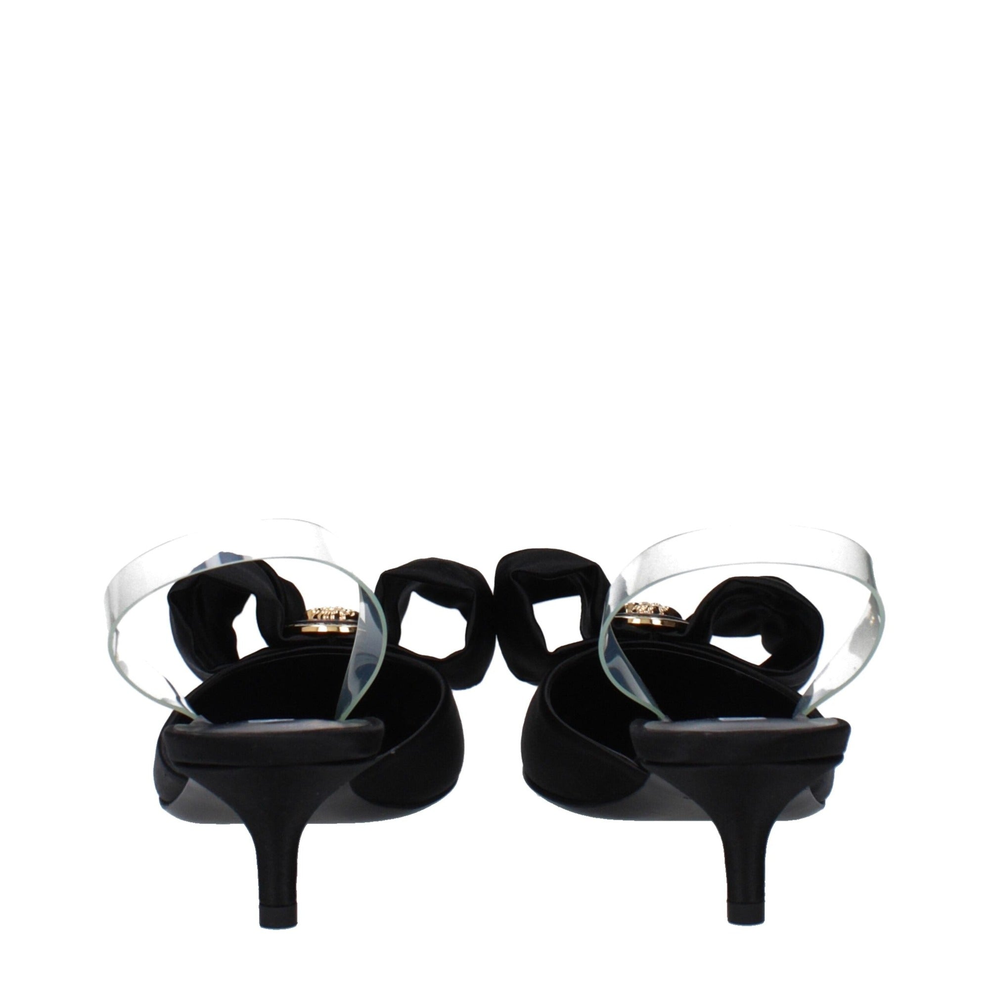 Sandale plate Versace negre din satin