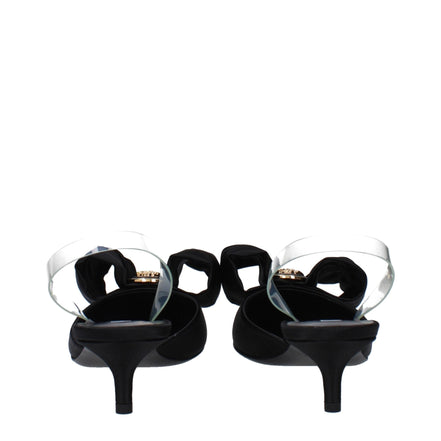 Sandale plate Versace negre din satin