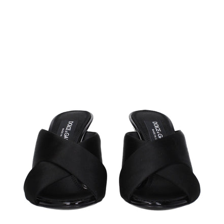 Dolce & Gabbana Black Satin Stiletto Heel Sandals