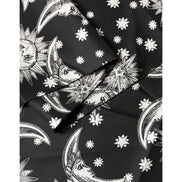Dolce & Gabbana Black Silk Sun Moon Star Fringe Foulard 178cm X 33cm Scarf