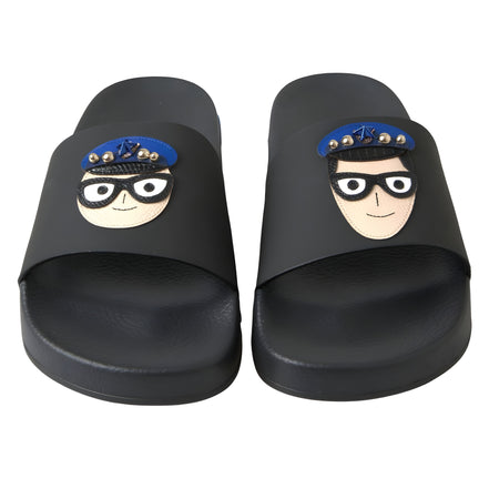 Dolce & Gabbana Black Saint Barth Beach Slide Sandals