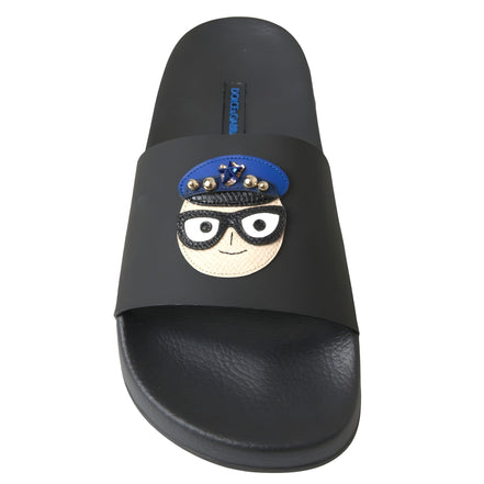 Dolce & Gabbana Black Saint Barth Beach Slide Sandals