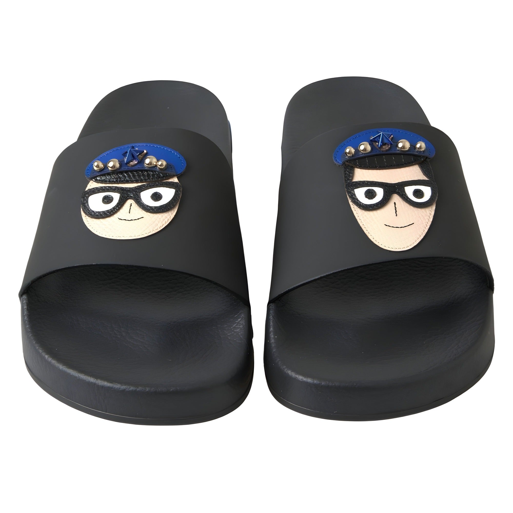 Dolce & Gabbana Black Saint Barth Beach Slide Sandals
