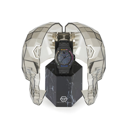 Ceas elegant Philipp Plein negru din oțel inoxidabil