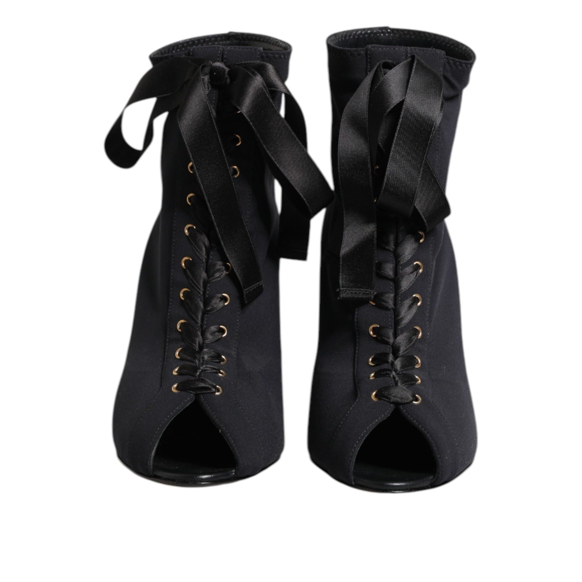 Cizme negre Dolce & Gabbana Stiletto cu șireturi