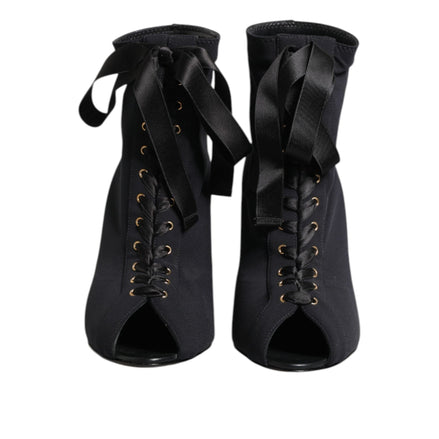 Dolce & Gabbana Black Stiletto Lace-Up Boots
