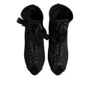 Cizme negre Dolce & Gabbana Stiletto cu șireturi