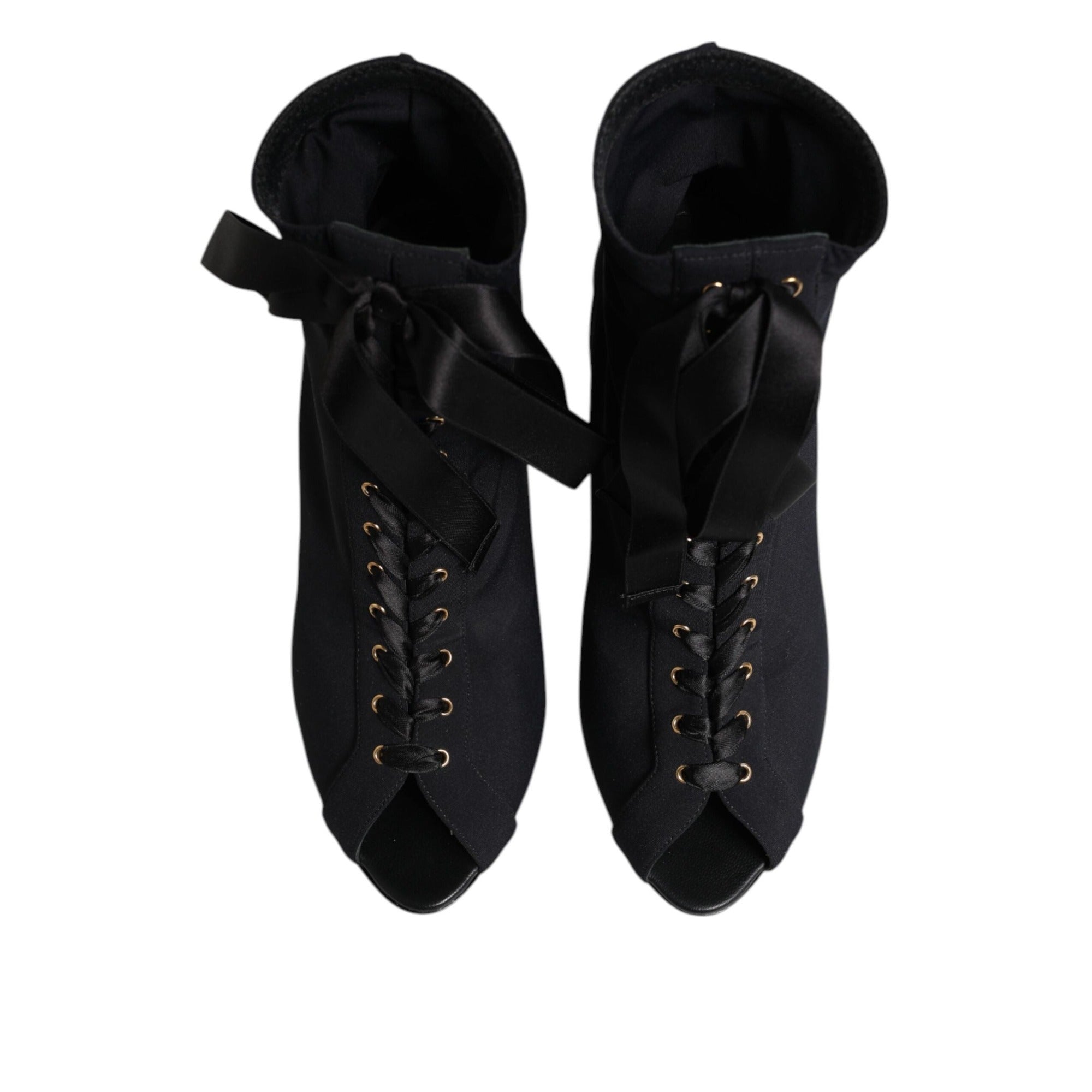 Cizme negre Dolce & Gabbana Stiletto cu șireturi