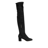 Cizme înalte Dolce & Gabbana negre din piele întoarsă