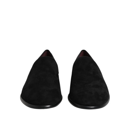 Mocasini slip-on Dolce & Gabbana din piele întoarsă neagră