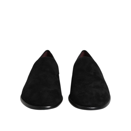 Mocasini slip-on Dolce & Gabbana din piele întoarsă neagră