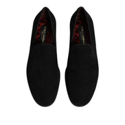 Mocasini slip-on Dolce & Gabbana din piele întoarsă neagră