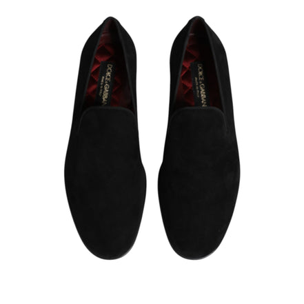 Mocasini slip-on Dolce & Gabbana din piele întoarsă neagră
