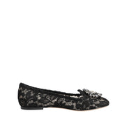 Mocasini Dolce & Gabbana negri din dantelă Taormina cu cristale