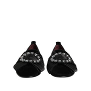 Dolce & Gabbana Black Vaticano Crystal Ribbon Slip-On Sneakers