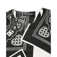 Tricou Dolce & Gabbana din bumbac, negru, cu guler rotund, cu bandană alb-negru