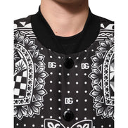 Jachetă Bomber Dolce & Gabbana Neagră cu Imprimeu Bandană Albă